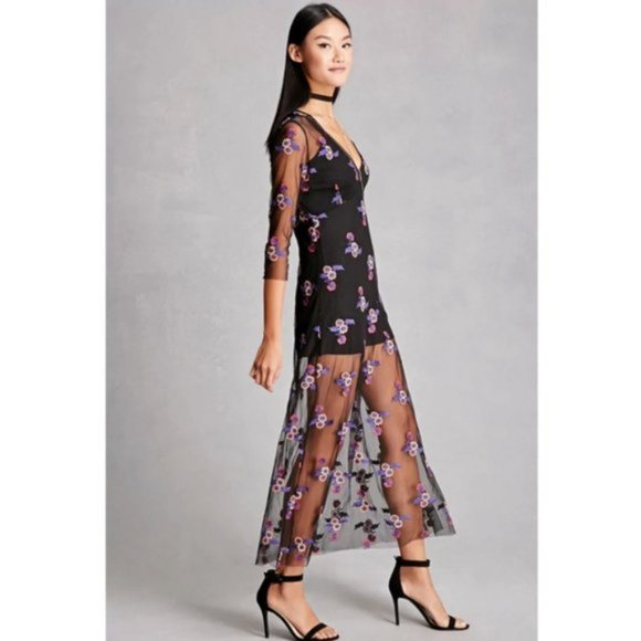 NWT RD & KOKO Embroidered Sheer Mesh Slip Dress Size M - Picture 7 of 8